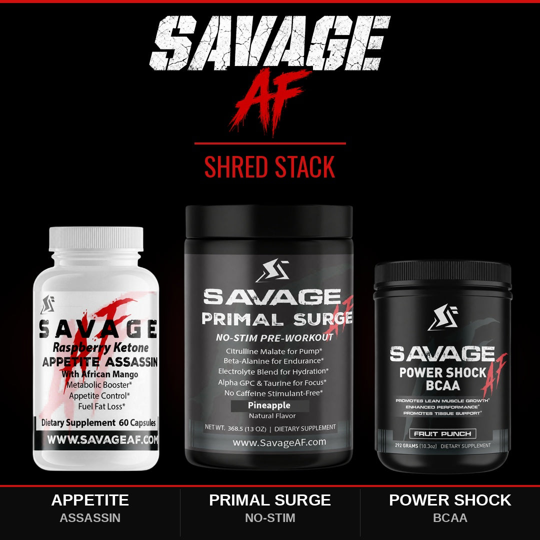 Shred Stack | Fat Burner + Stim-Free Pre-Workout + BCAA | Fat Loss & Lean Body Bundle - Complete Bundle Product Image