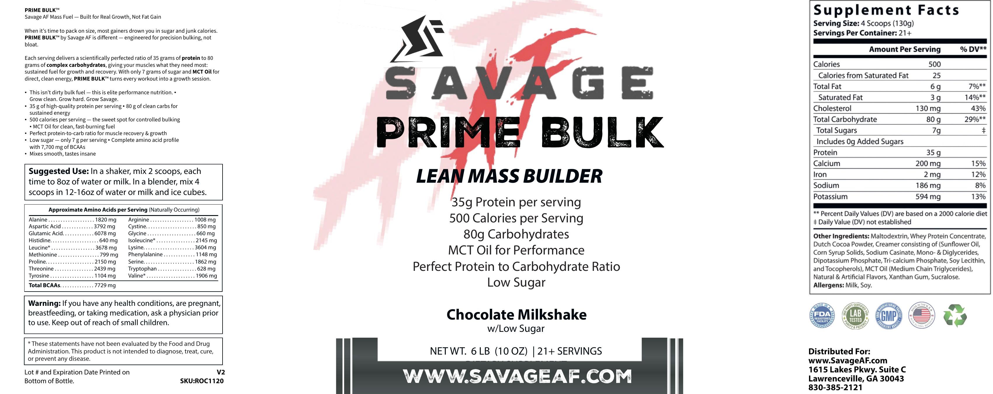 Prime Bulk Choc label