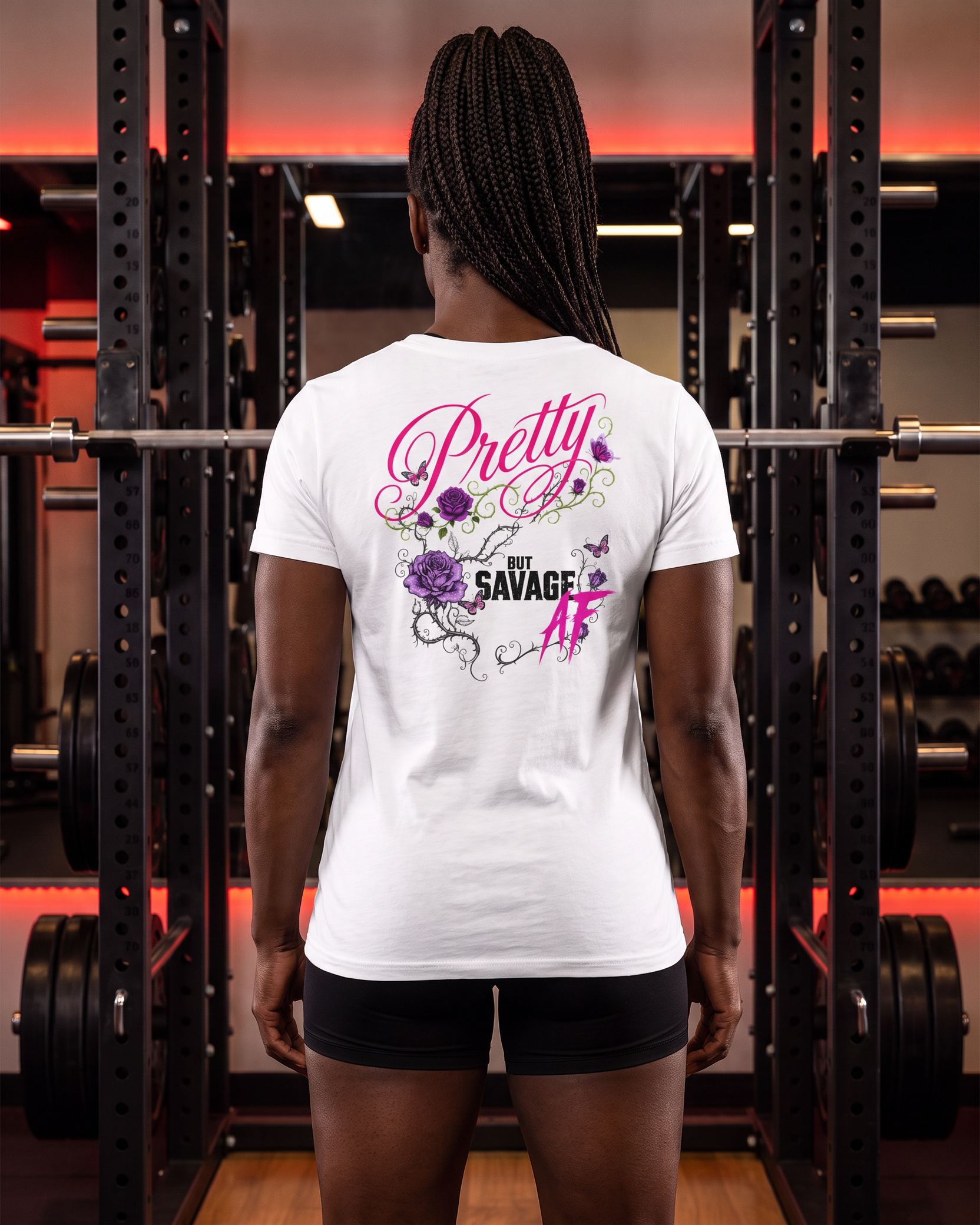 Pretty But Savage AF Women’s Relaxed Tee — matching approved single Black woman showing the exact Pretty But Savage AF back design