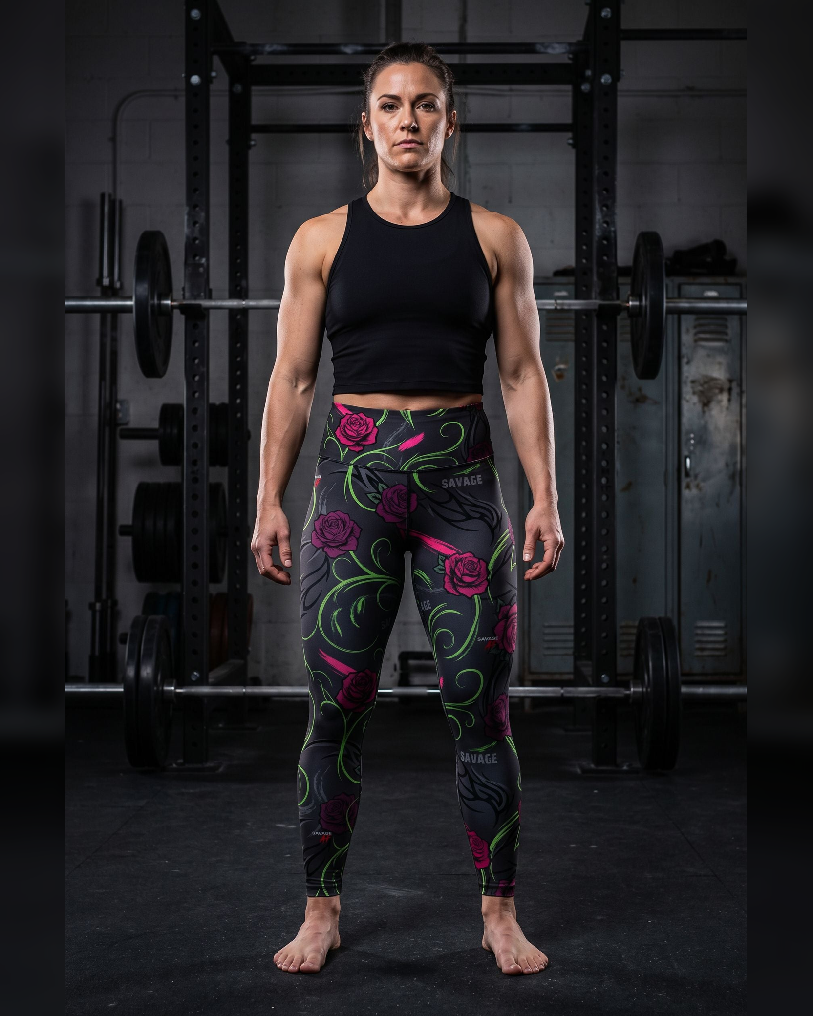 Savage Beauty leggings — approved lifestyle image normalized to full-size 4:5 collection frame