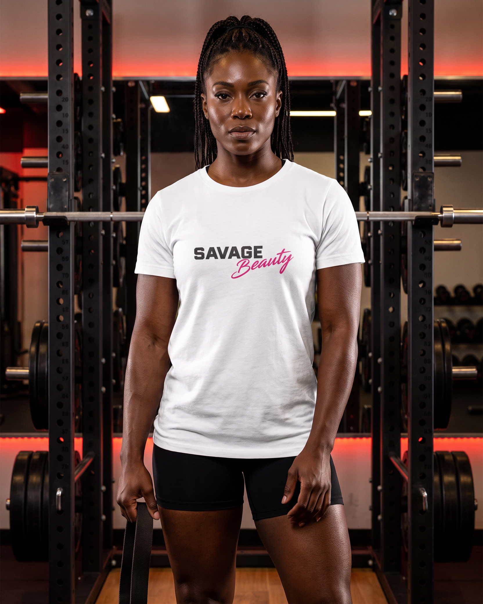 Pretty But Savage AF Women’s Relaxed Tee — approved single Black woman wearing the exact Savage Beauty front design
