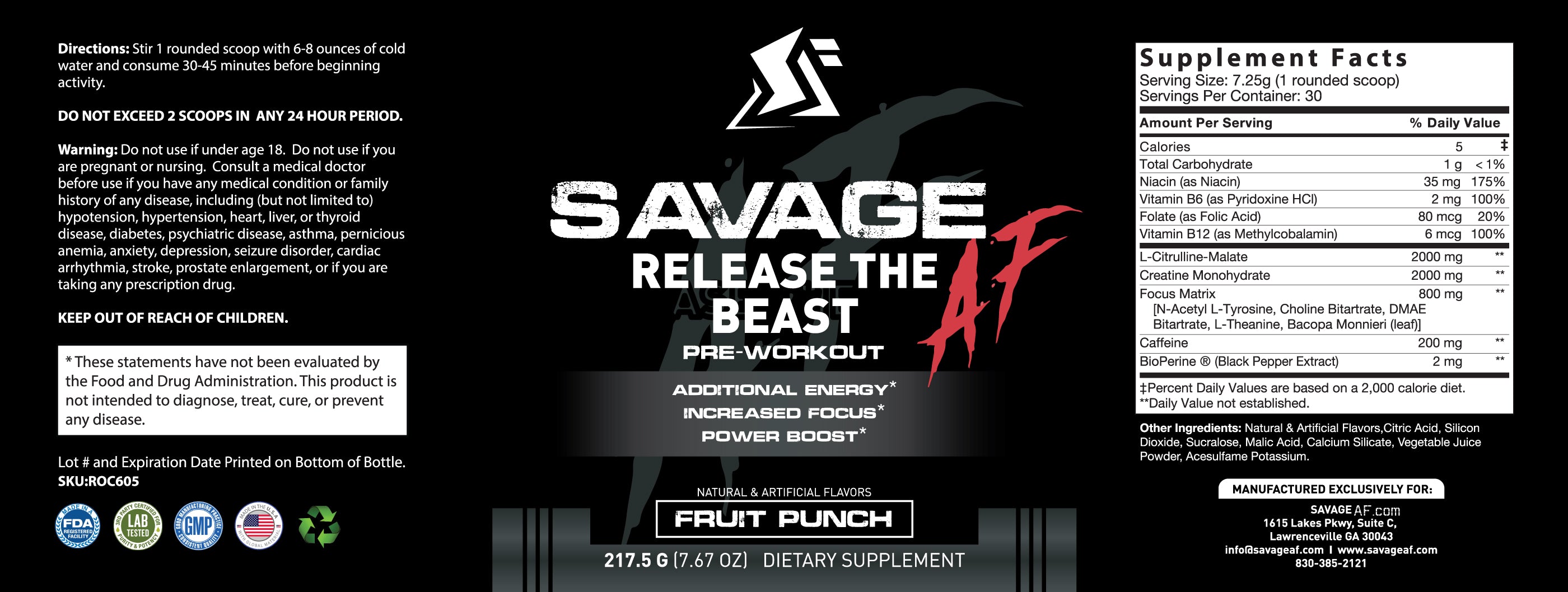 pre workout supplement savage af release the beast