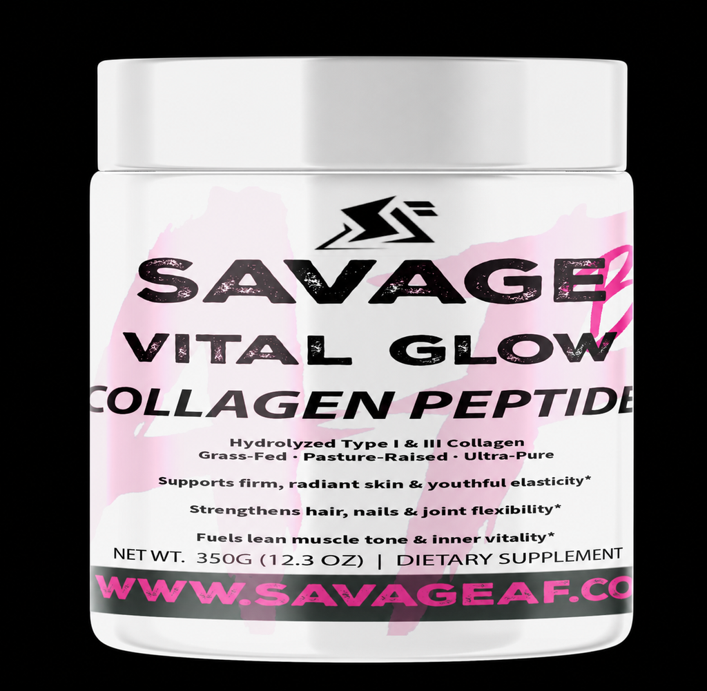 Savage Beauty Vital Glow grass-fed collagen peptides for hair, skin and nail support