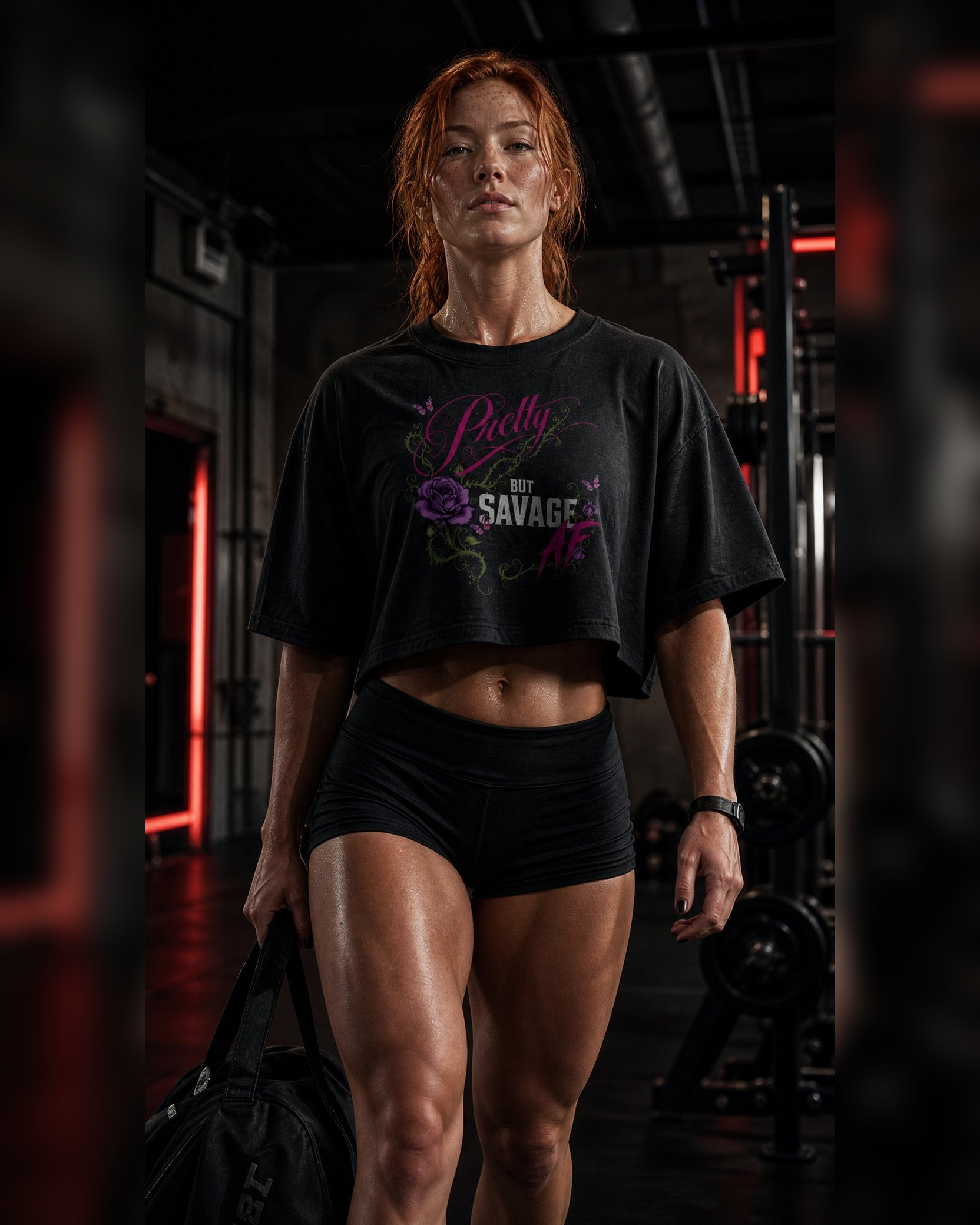 Savage AF Women’s Garment Dye Cropped Tee — approved original lifestyle image normalized to full-size 4:5 collection frame