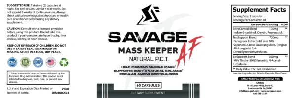 Savage AF "Mass Keeper" Post Cycle Treatment(PCT) - Image 2