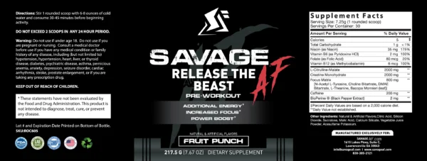 Savage AF Release the Beast Pre-Workout - Image 3